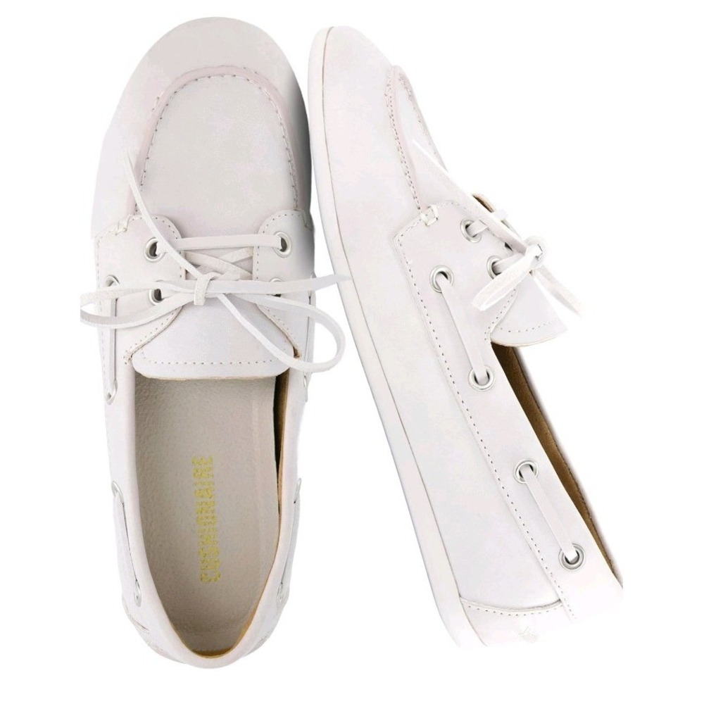 Cushionaire‎ Womens White Faux Leather Boat Shoes Slip-On Comfort Casual